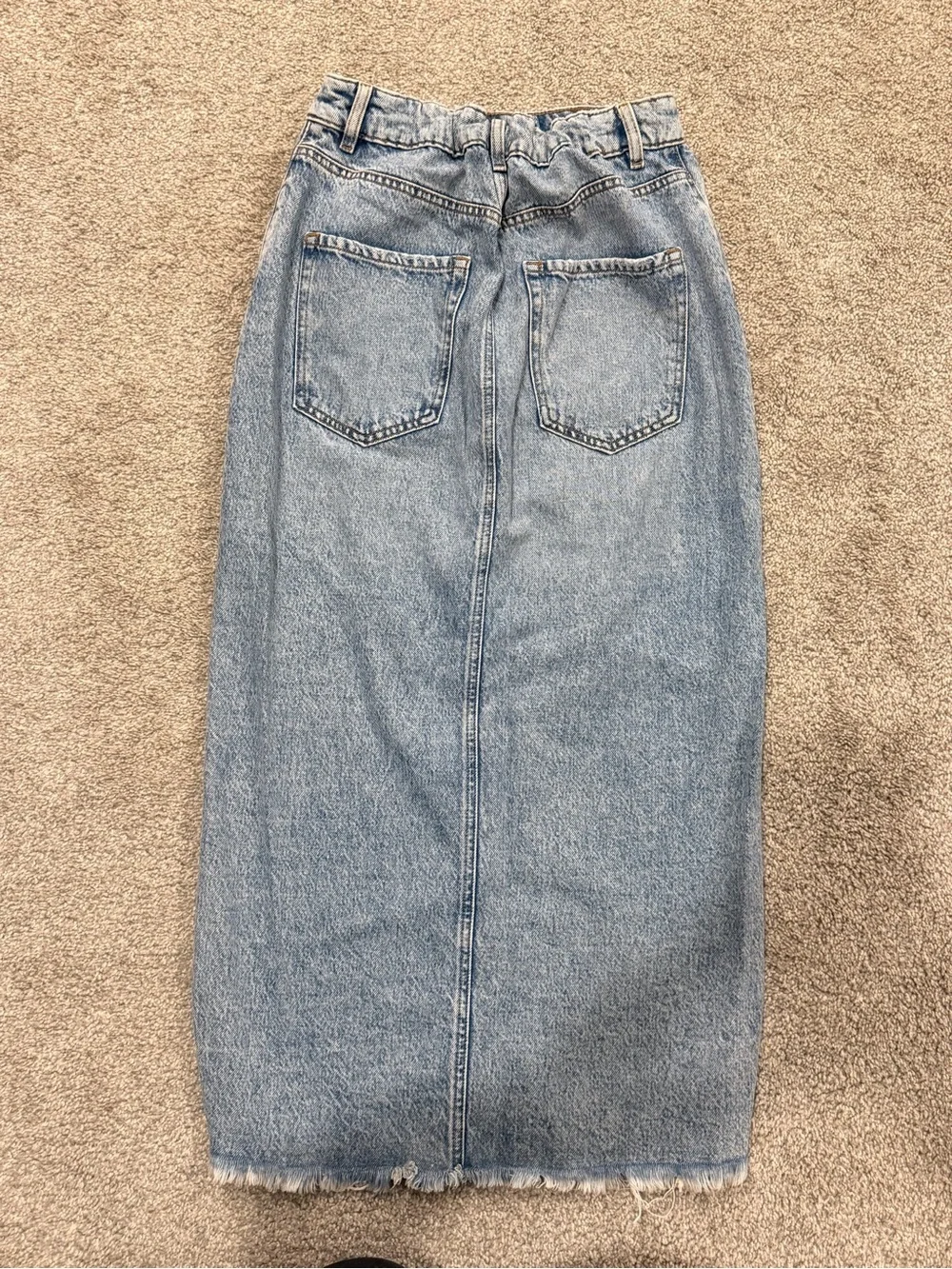 Dynamite Light Blue Denim Midi Skirt with Front Slit - Picture 4 of 6